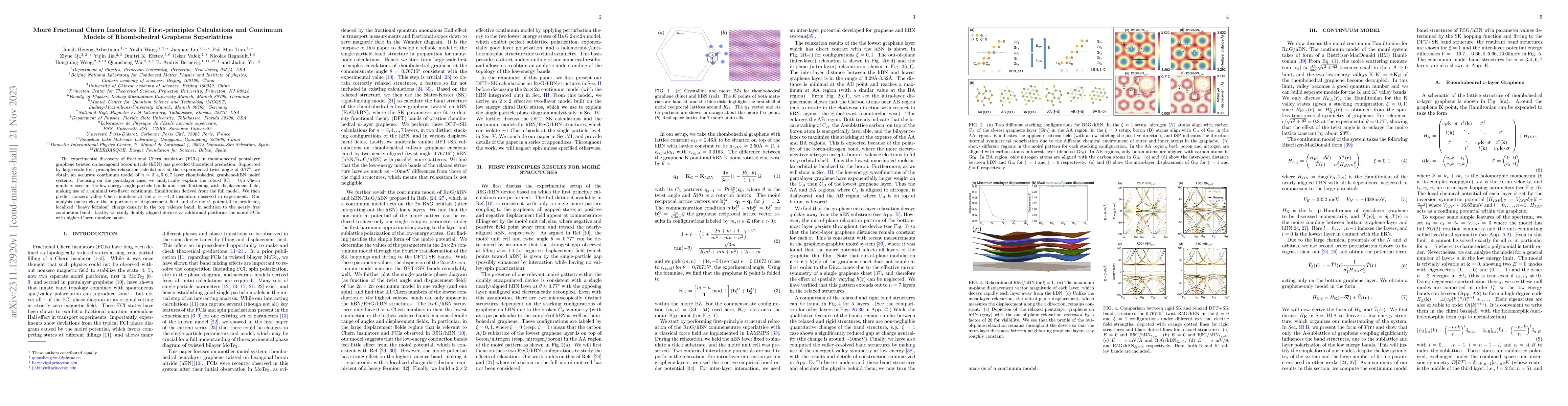 Thumbnail for Moir\'e Fractional Chern Insulators II: First-principles Calculations
  and Continuum Models of Rhombohedral Graphene Superlattices