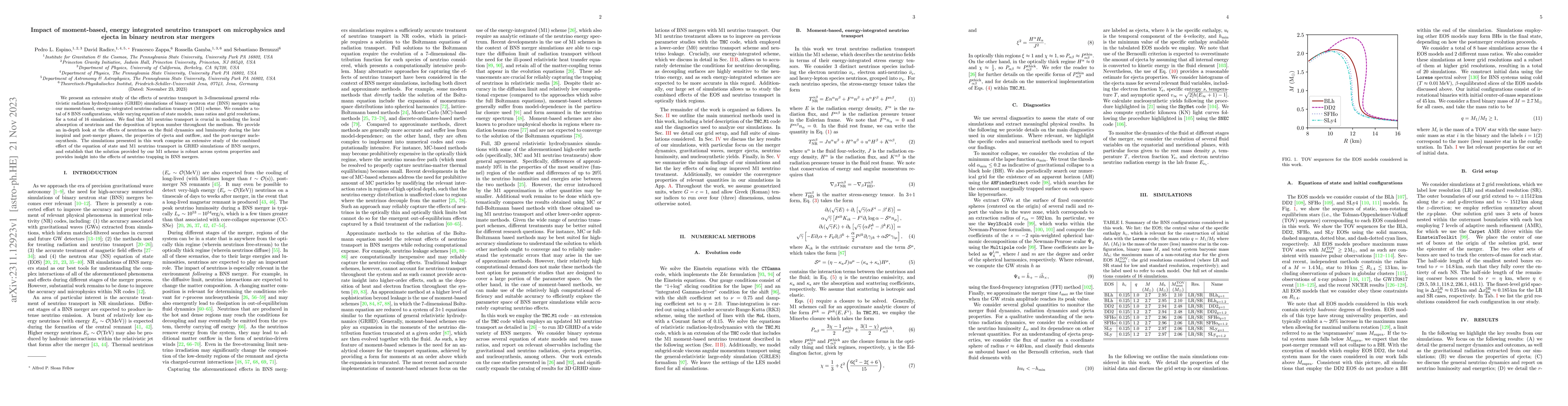 Thumbnail for Impact of moment-based, energy integrated neutrino transport on
  microphysics and ejecta in binary neutron star mergers