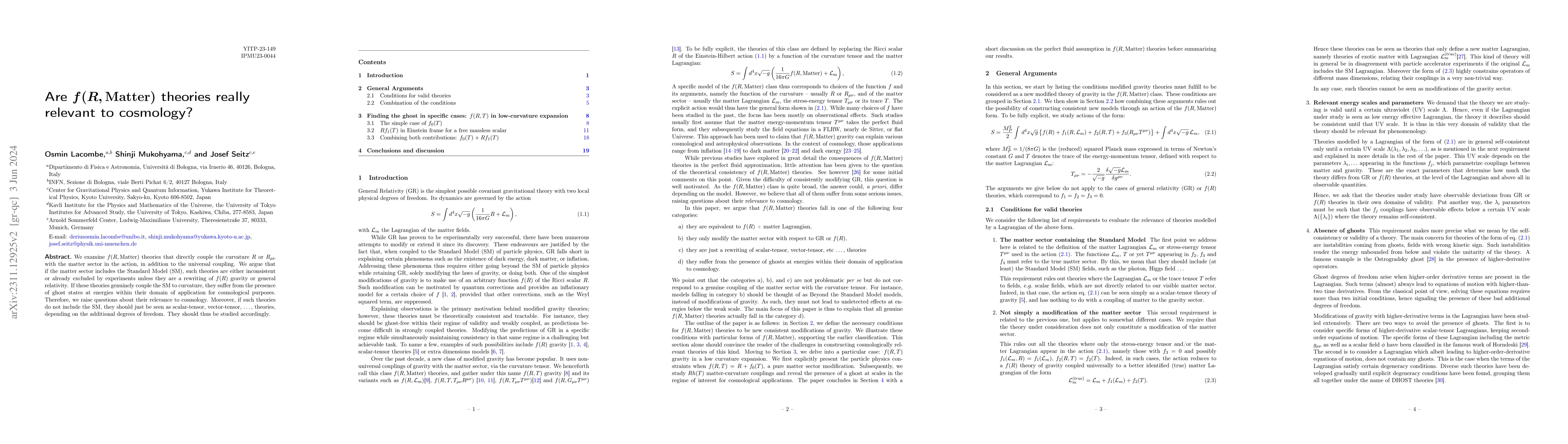 Thumbnail for Are $f(R, {\rm Matter})$ theories really relevant to cosmology?
