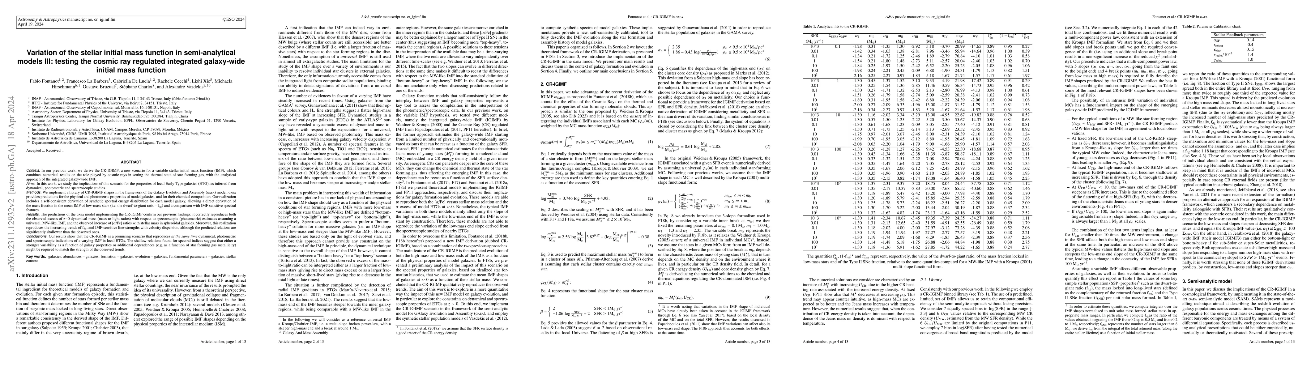 Thumbnail for Variation of the stellar initial mass function in semi-analytical models
  III: testing the cosmic ray regulated integrated galaxy-wide initial mass
  function