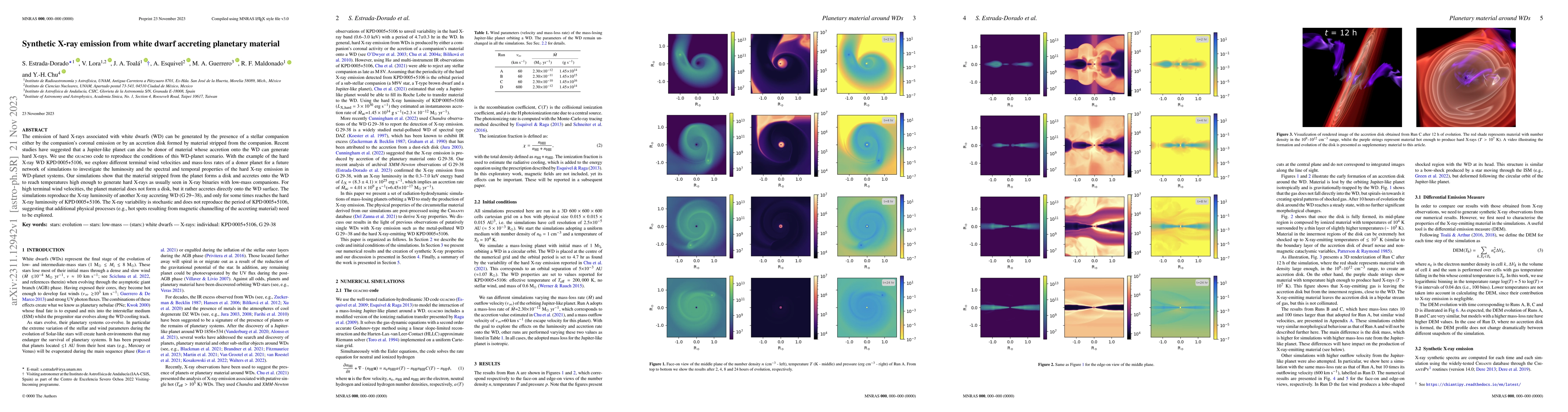 Thumbnail for Synthetic X-ray emission from white dwarf accreting planetary material