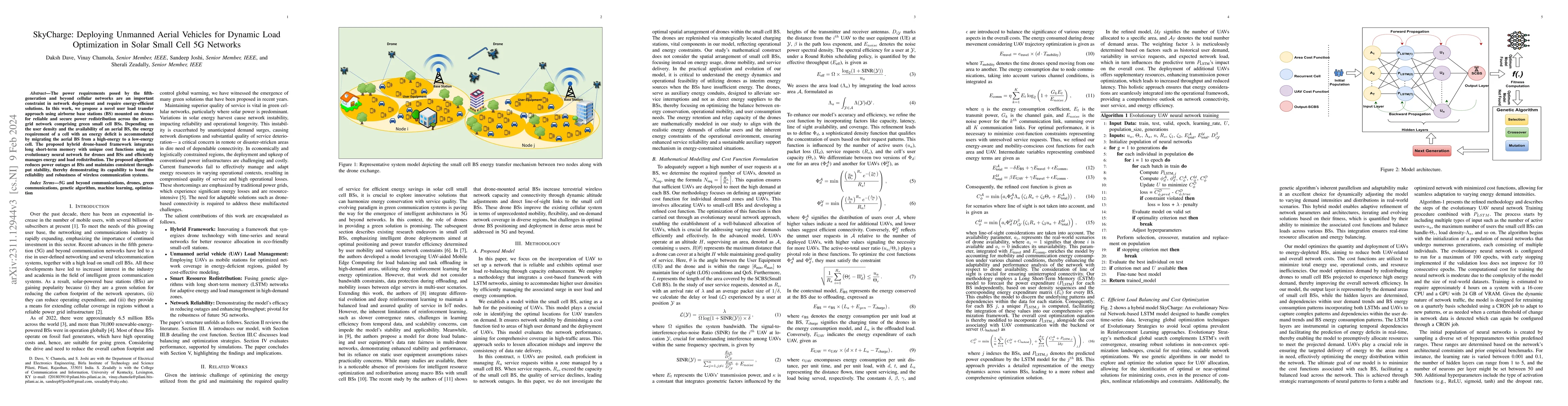 Thumbnail for SkyCharge: Deploying Unmanned Aerial Vehicles for Dynamic Load
  Optimization in Solar Small Cell 5G Networks