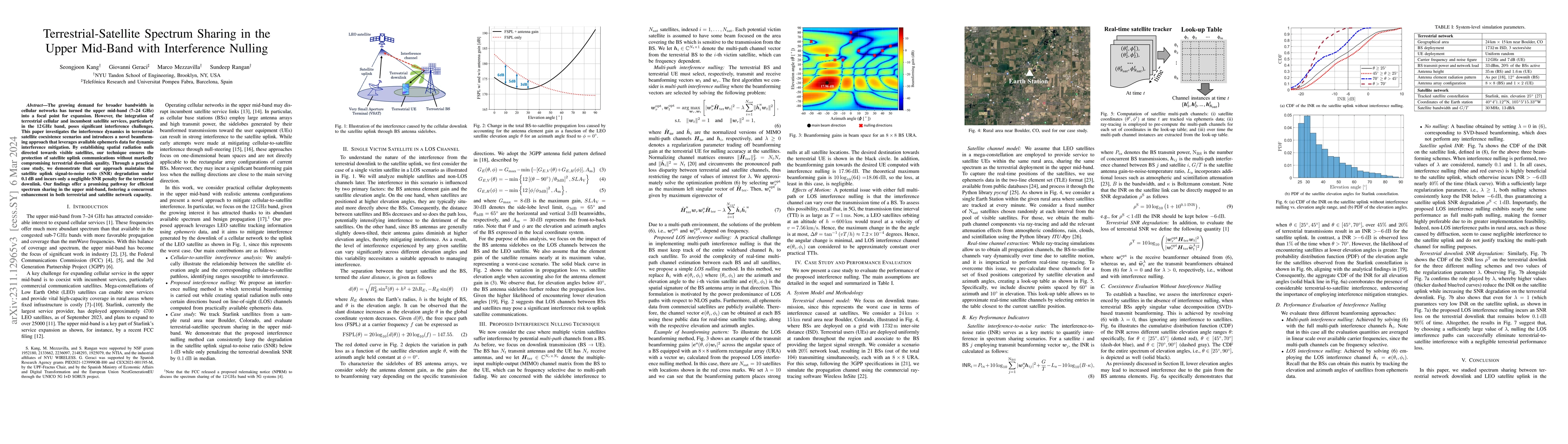 Thumbnail for Terrestrial-Satellite Spectrum Sharing in the Upper Mid-Band with
  Interference Nulling