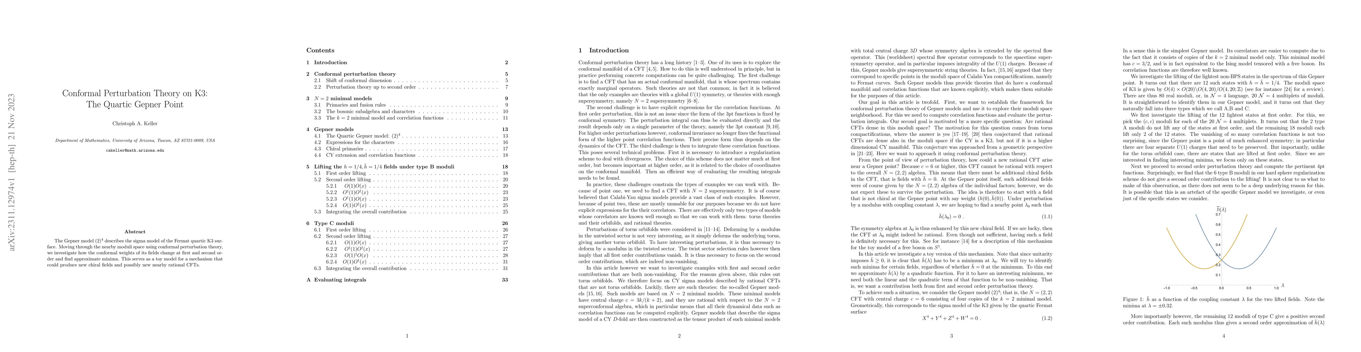 Thumbnail for Conformal Perturbation Theory on K3: The Quartic Gepner Point