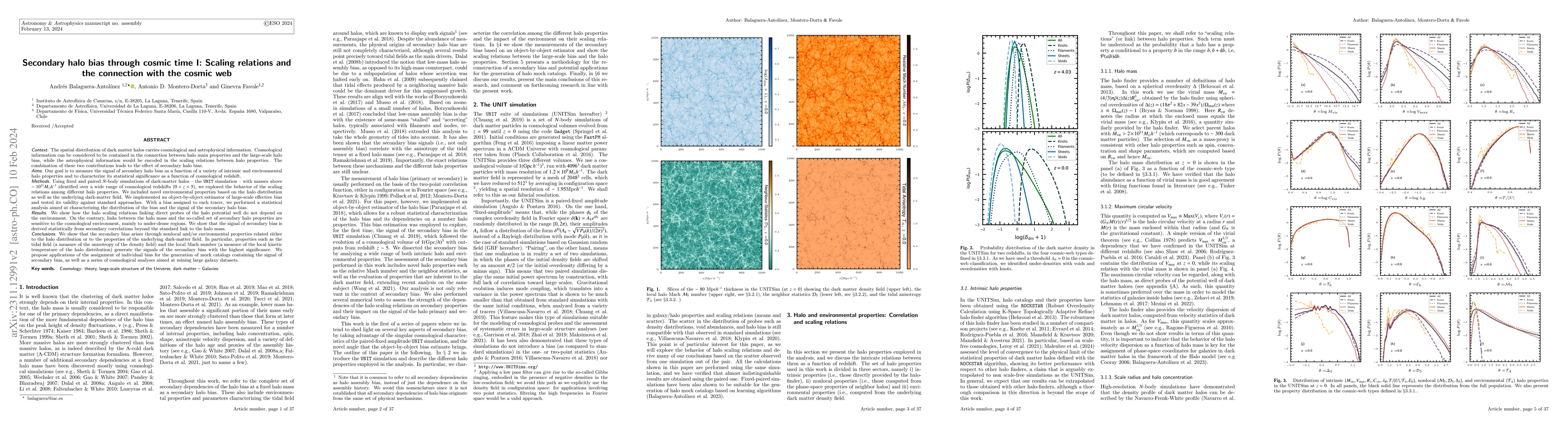Thumbnail for Secondary halo bias through cosmic time I: Scaling relations and the
  connection with the cosmic web