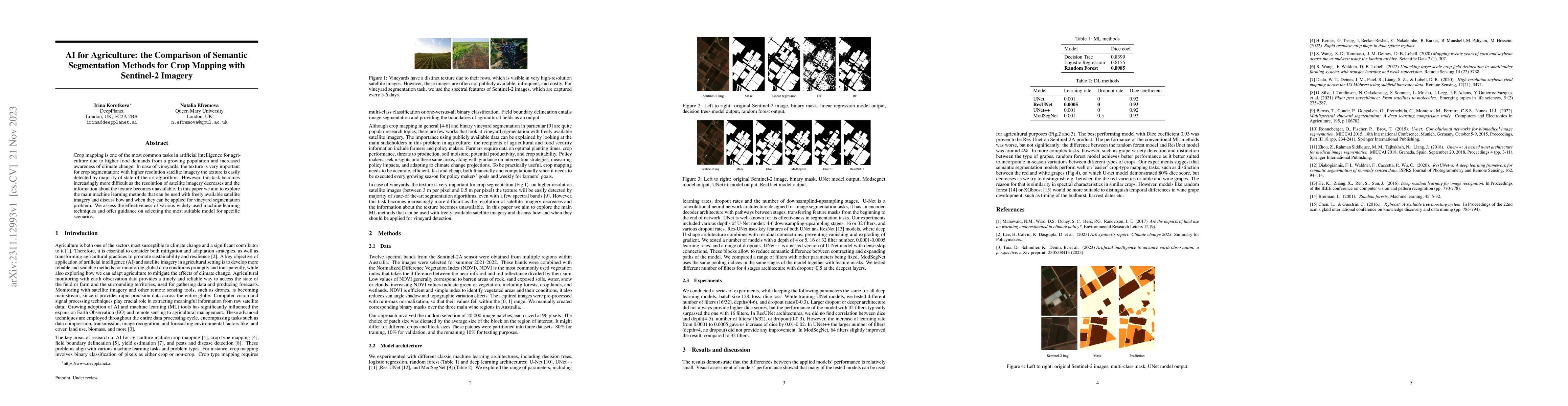 Thumbnail for AI for Agriculture: the Comparison of Semantic Segmentation Methods for
  Crop Mapping with Sentinel-2 Imagery
