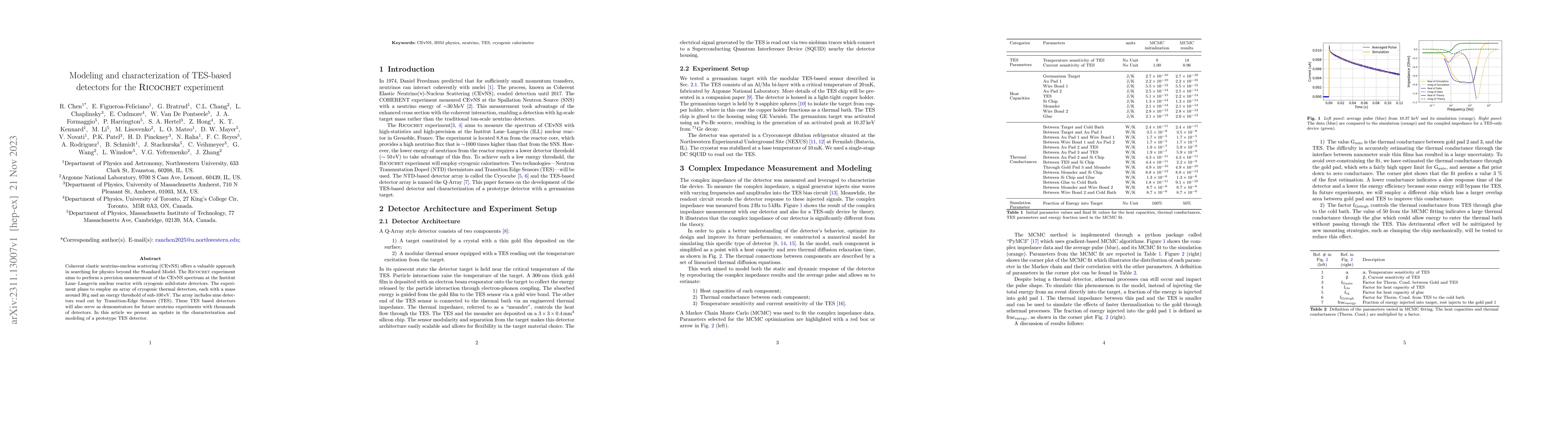 Thumbnail for Modeling and characterization of TES-based detectors for the Ricochet
  experiment