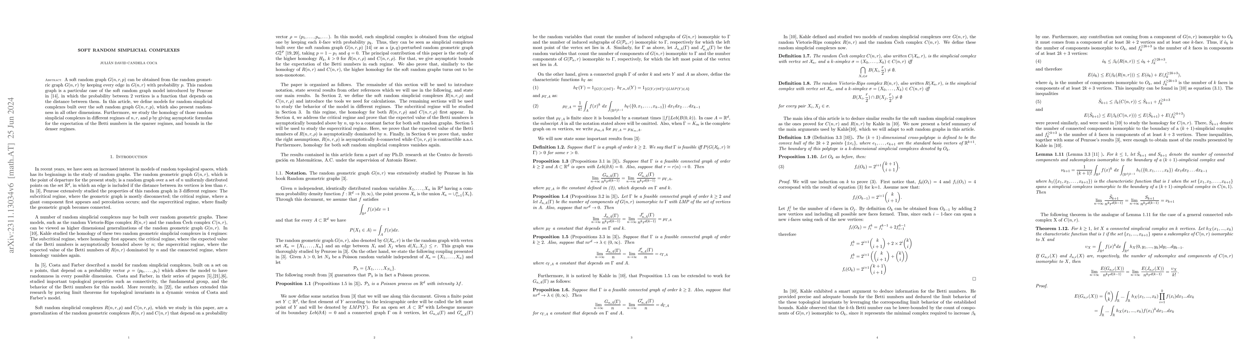 Thumbnail for Soft random simplicial complexes