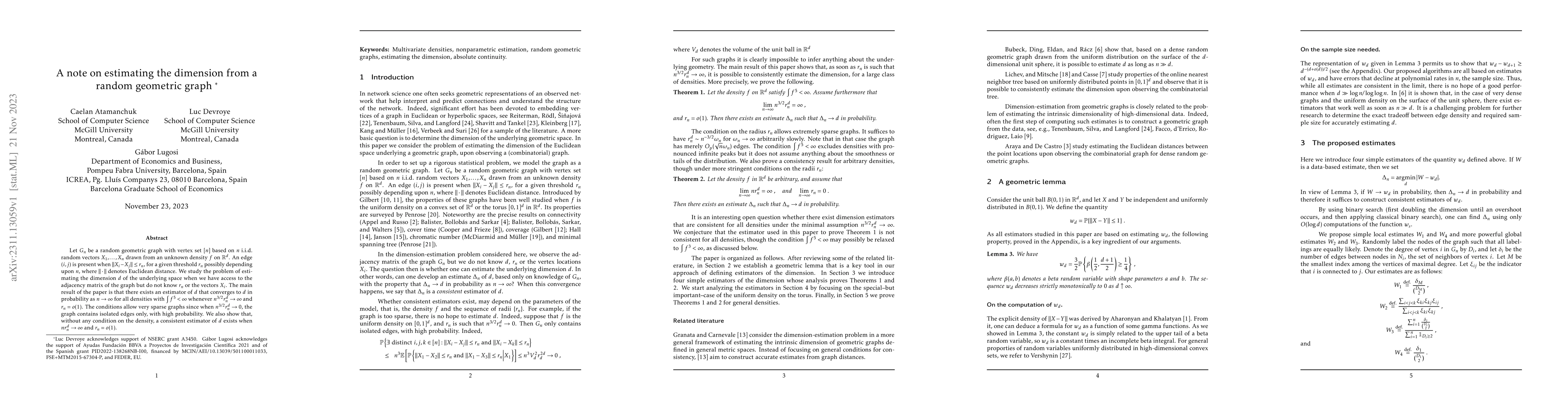 Thumbnail for A note on estimating the dimension from a random geometric graph