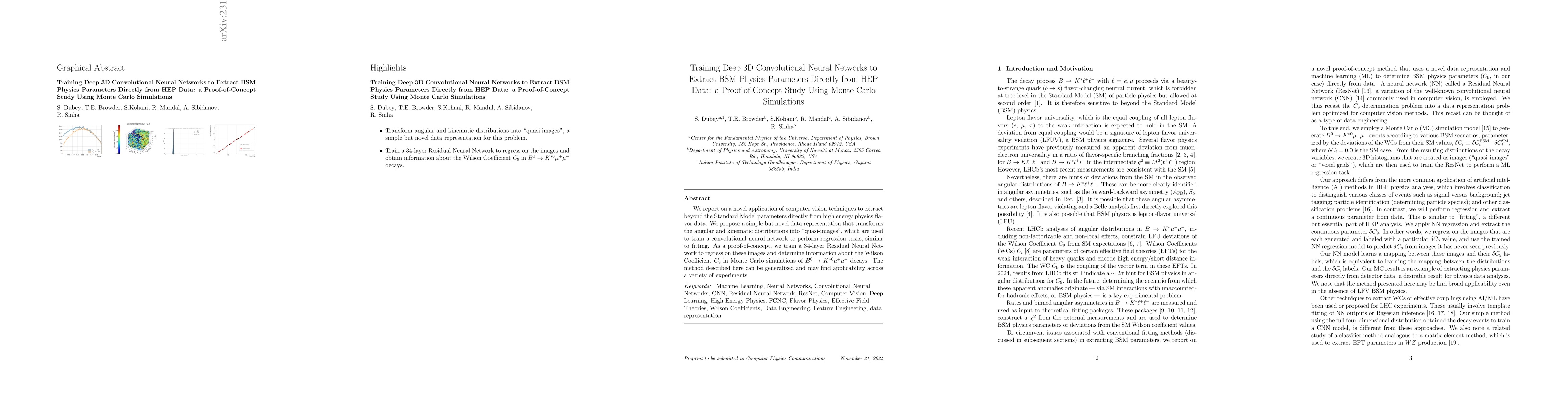 Thumbnail for Training Deep 3D Convolutional Neural Networks to Extract BSM Physics
  Parameters Directly from HEP Data: a Proof-of-Concept Study Using Monte Carlo
  Simulations