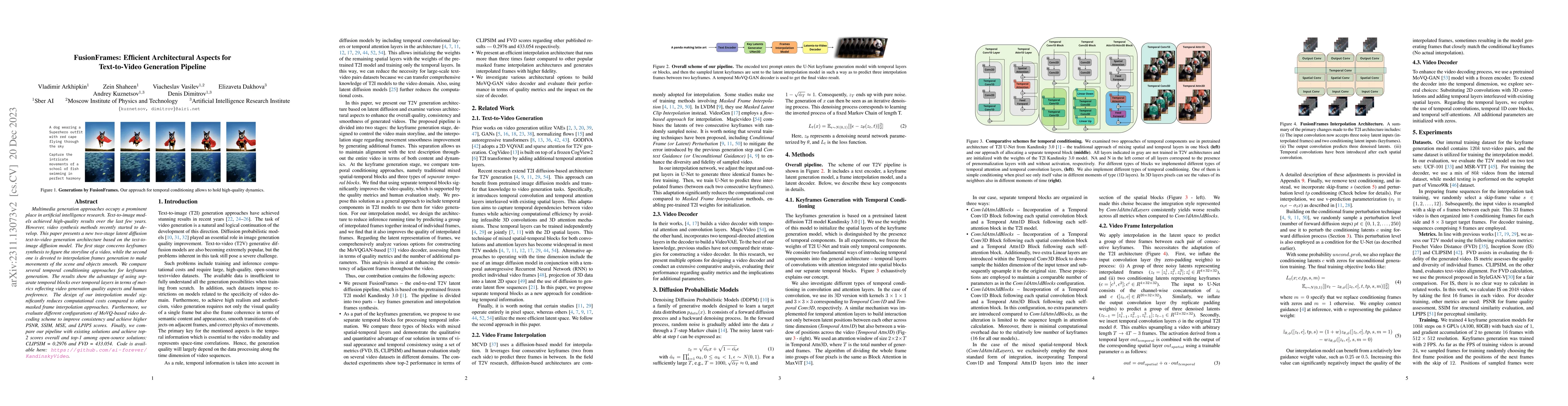 Thumbnail for FusionFrames: Efficient Architectural Aspects for Text-to-Video
  Generation Pipeline