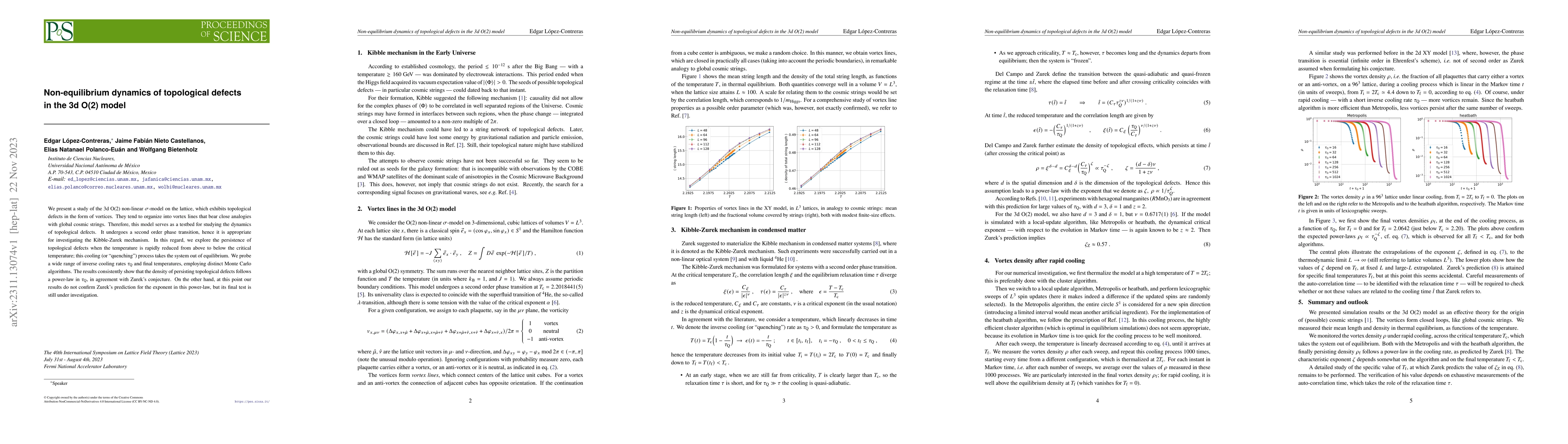 Thumbnail for Non-equilibrium dynamics of topological defects in the 3d O(2) model