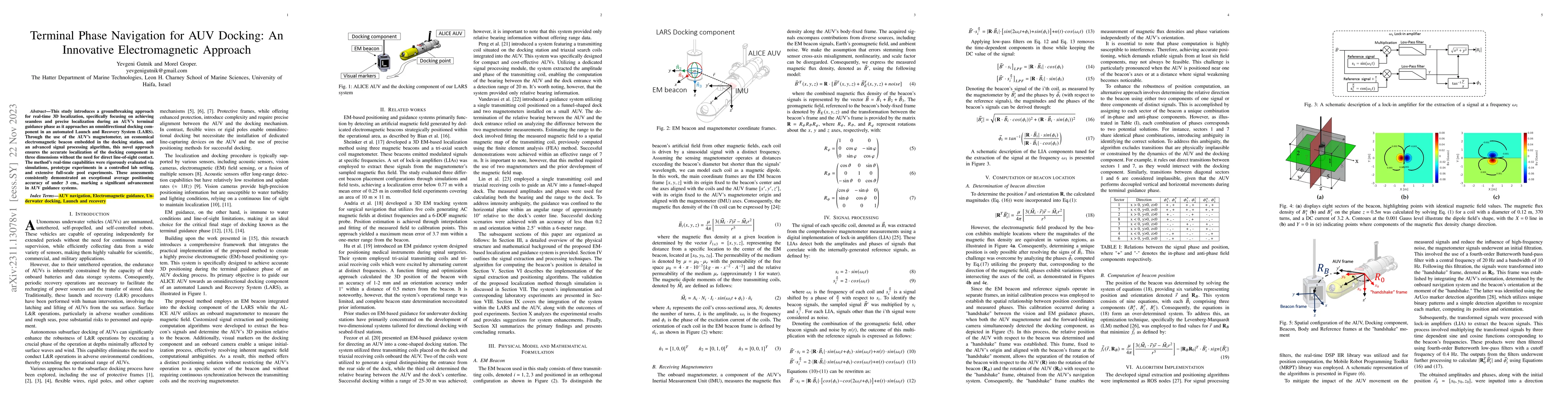 Thumbnail for Terminal Phase Navigation for AUV Docking: An Innovative Electromagnetic
  Approach