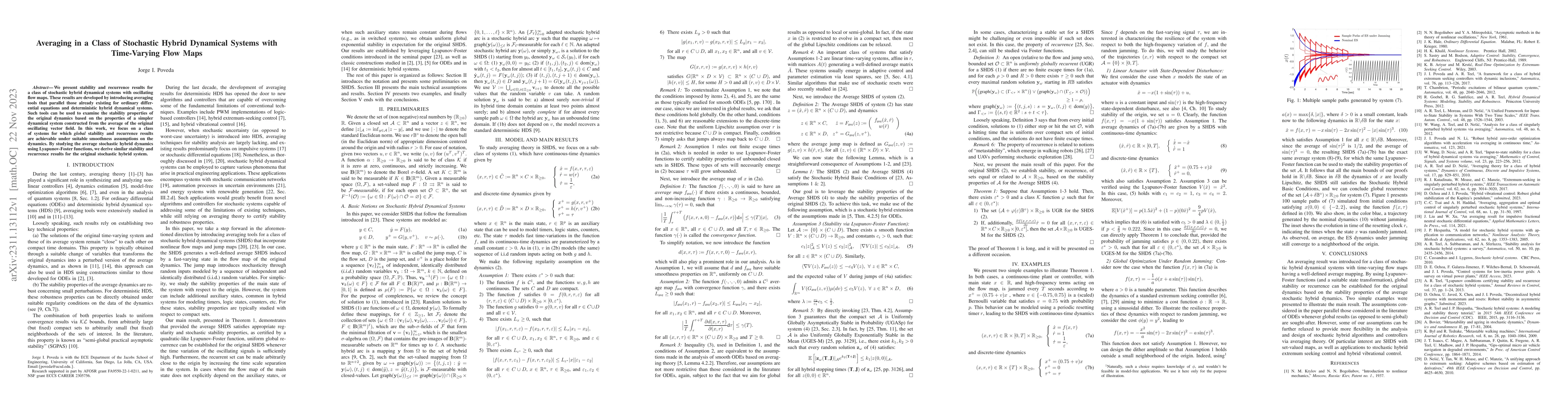 Thumbnail for Averaging in a Class of Stochastic Hybrid Dynamical Systems with
  Time-Varying Flow Maps
