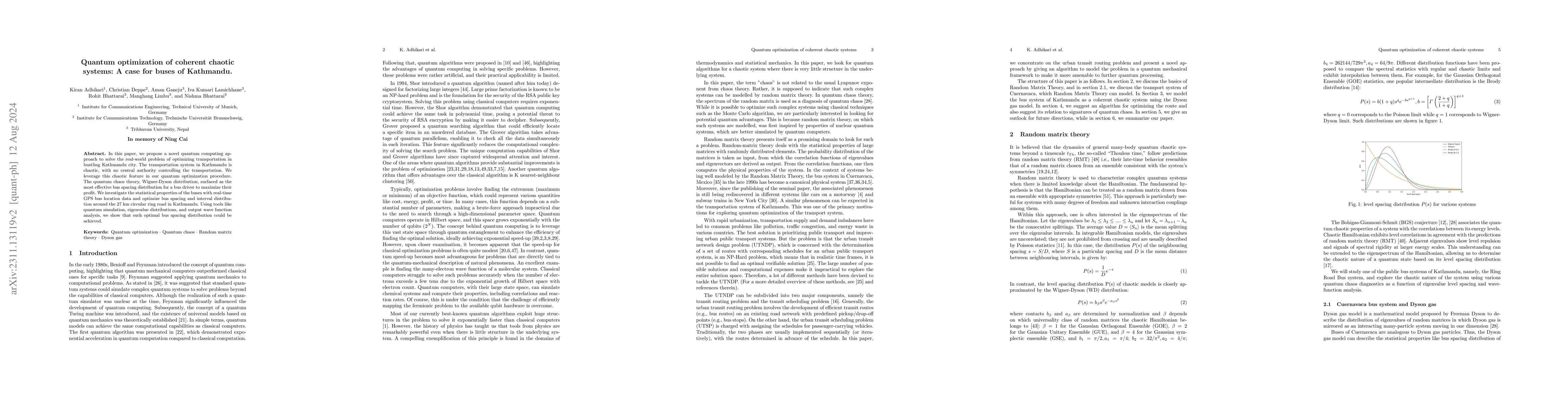 Thumbnail for Quantum optimization of coherent chaotic systems: A case for buses of
  Kathmandu