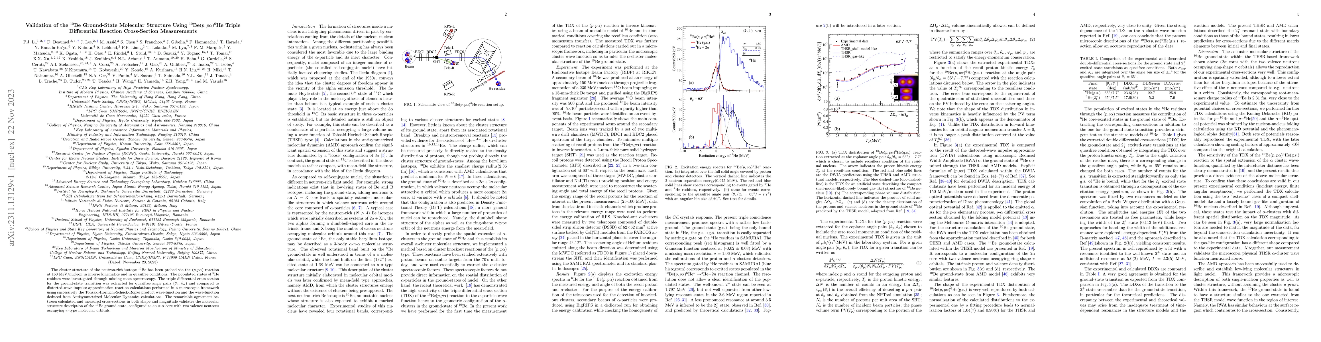 Thumbnail for Validation of the $^{10}\mathrm{Be}$ Ground-State Molecular Structure
  Using $^{10}\mathrm{Be}(p,p\alpha)^{6}\mathrm{He}$ Triple Differential
  Reaction Cross-Section Measurements