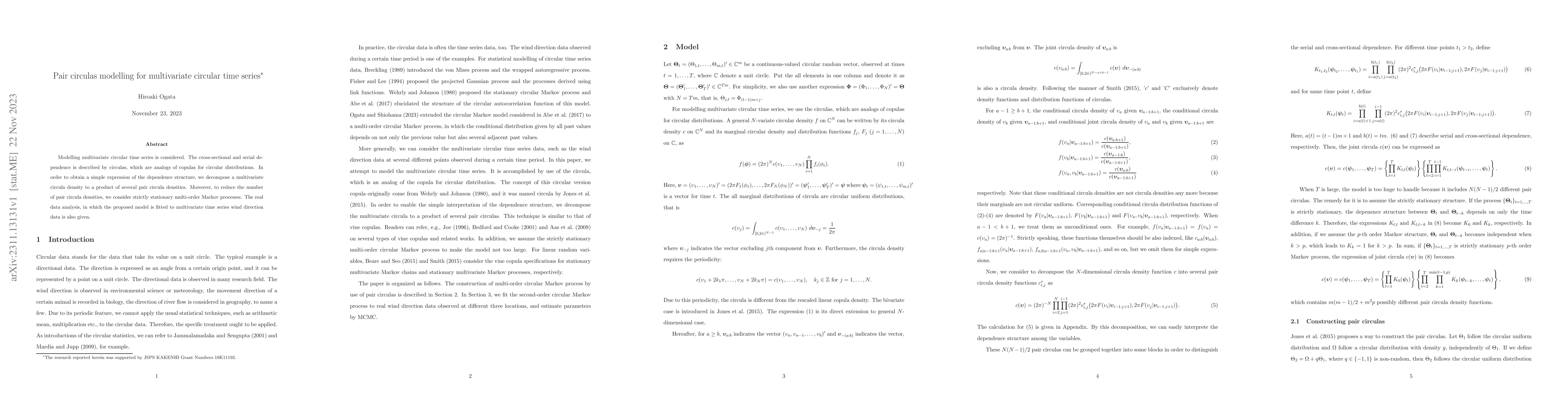 Thumbnail for Pair circulas modelling for multivariate circular time series