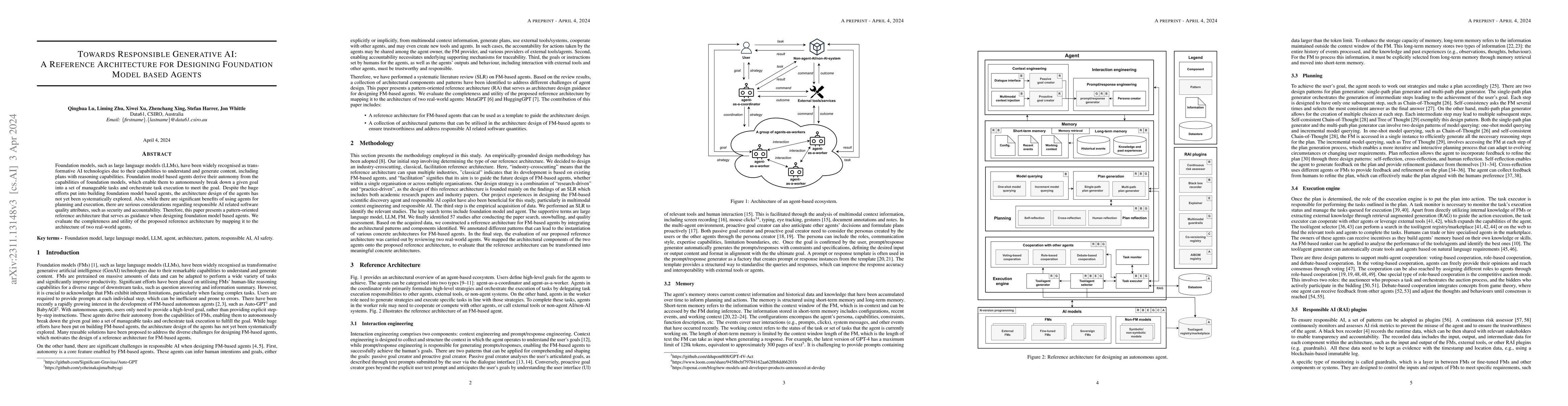 Thumbnail for Towards Responsible Generative AI: A Reference Architecture for
  Designing Foundation Model based Agents