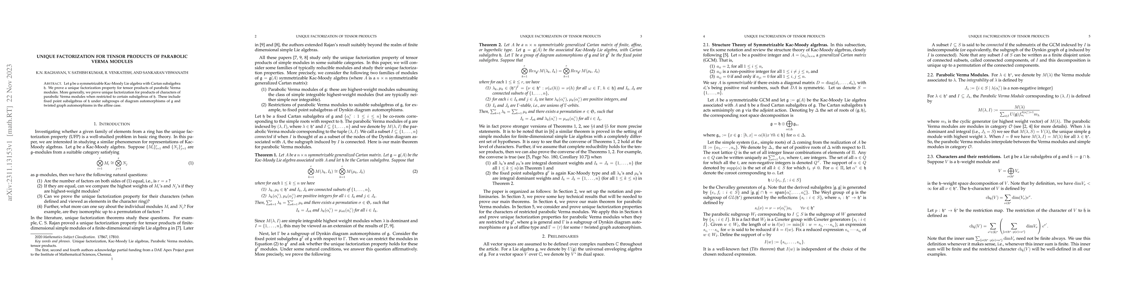 Thumbnail for Unique Factorization For Tensor Products of Parabolic Verma Modules