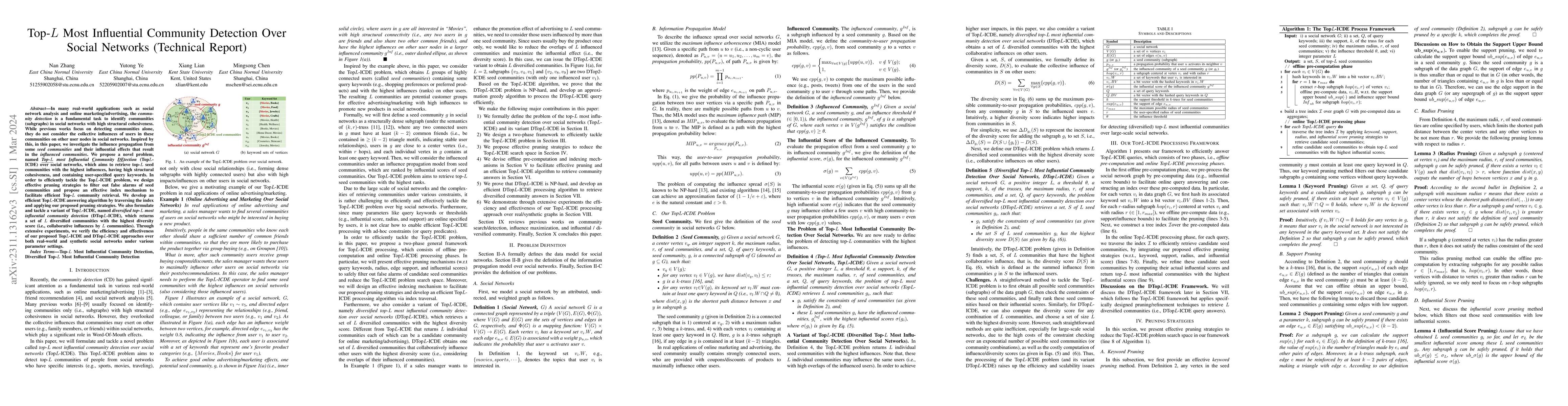 Thumbnail for Top-L Most Influential Community Detection Over Social Networks
  (Technical Report)