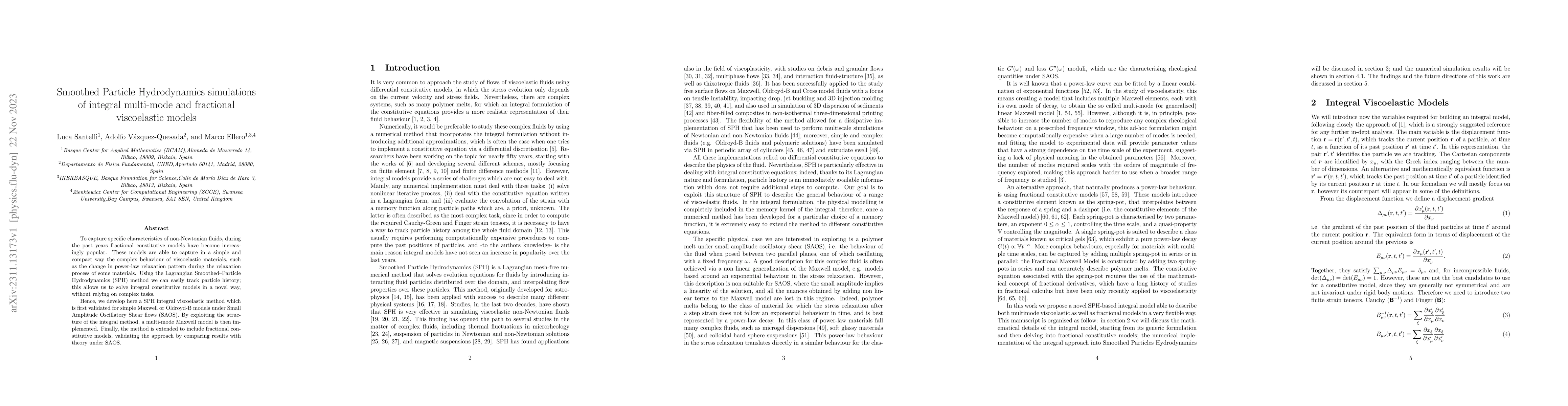 Thumbnail for Smoothed Particle Hydrodynamics simulations of integral multi-mode and
  fractional viscoelastic models