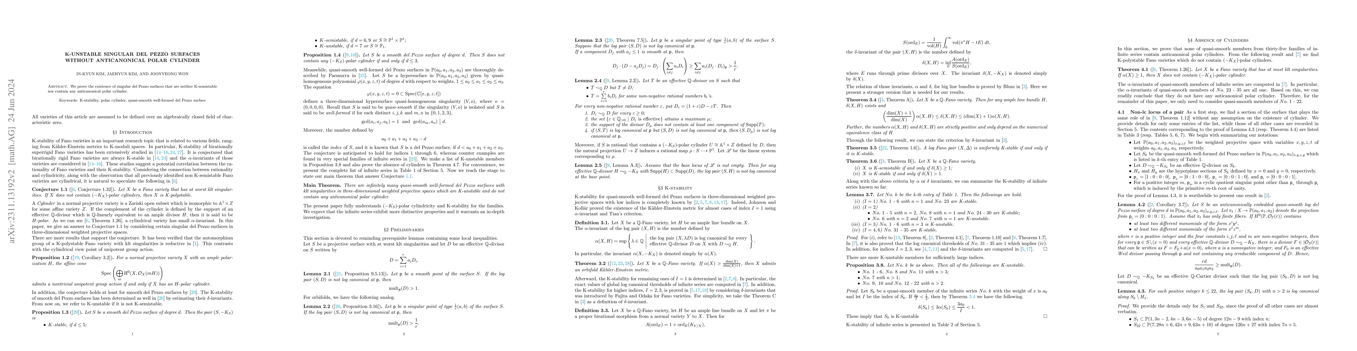 Thumbnail for K-unstable singular del Pezzo surfaces without anticanonical polar
  cylinder