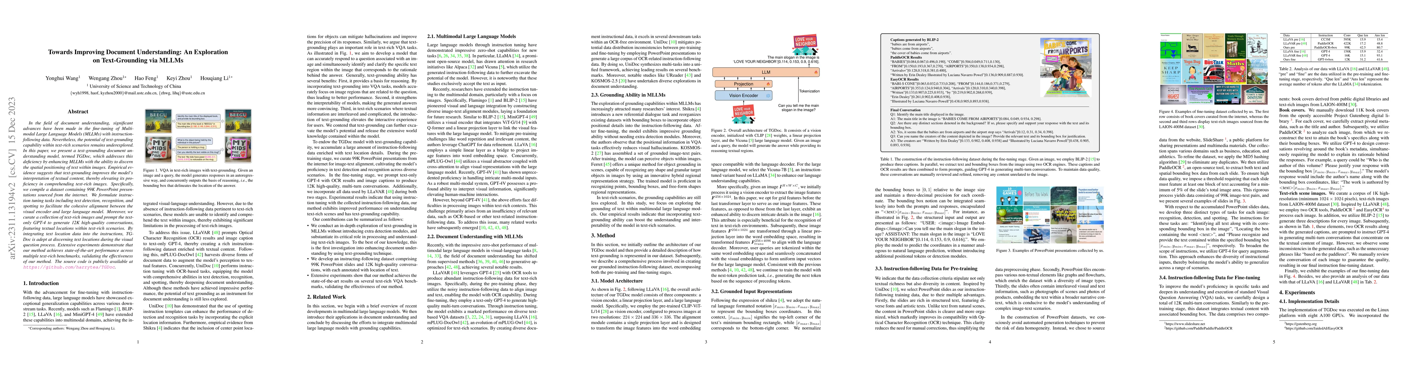 Thumbnail for Towards Improving Document Understanding: An Exploration on
  Text-Grounding via MLLMs