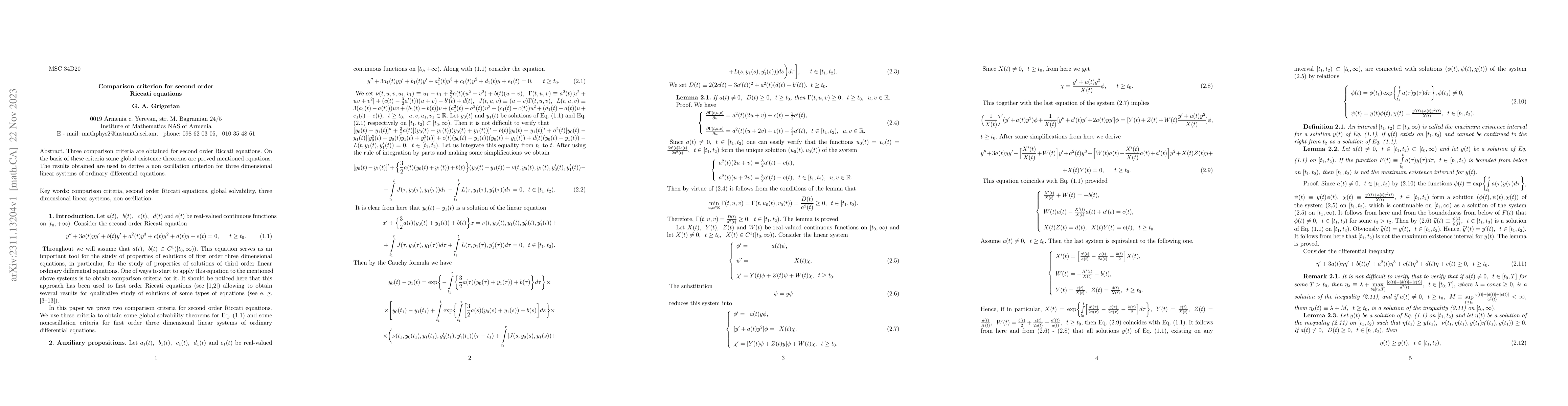 Thumbnail for Comparison criterion for second order Riccati equations