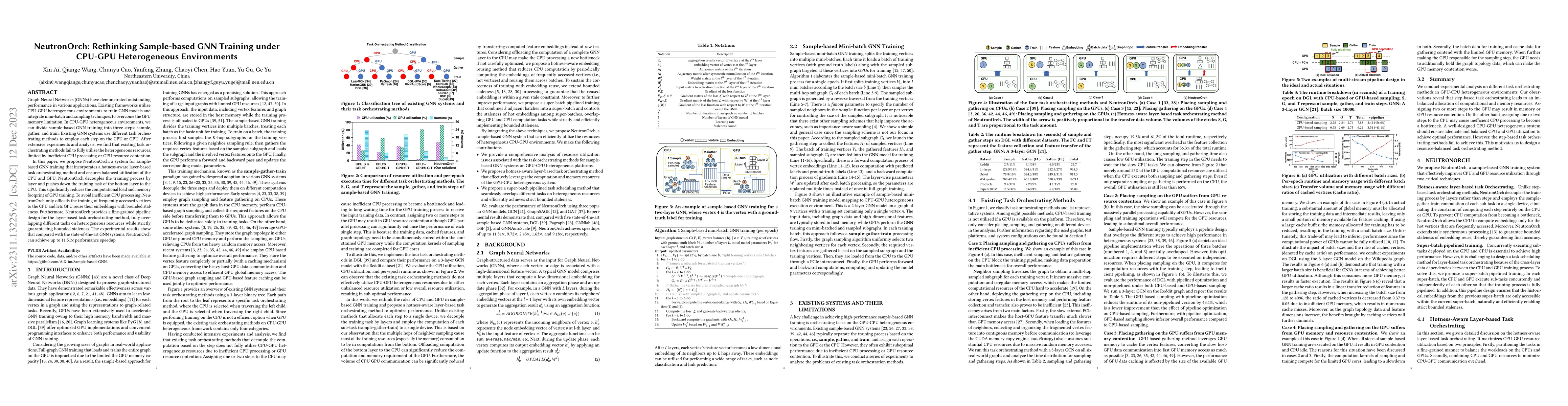 Thumbnail for NeutronOrch: Rethinking Sample-based GNN Training under CPU-GPU
  Heterogeneous Environments
