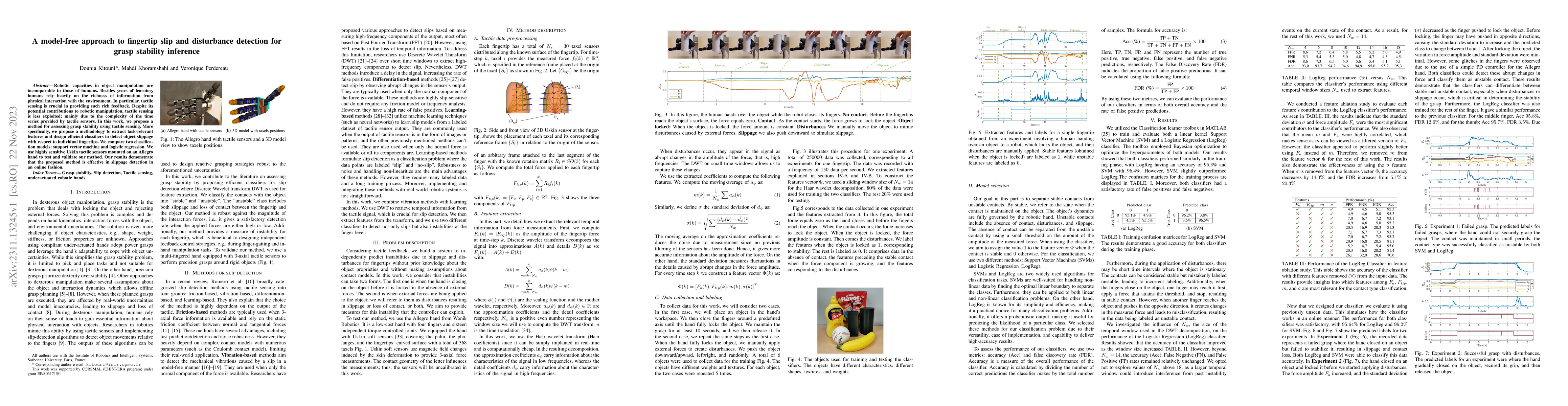 Thumbnail for A model-free approach to fingertip slip and disturbance detection for
  grasp stability inference