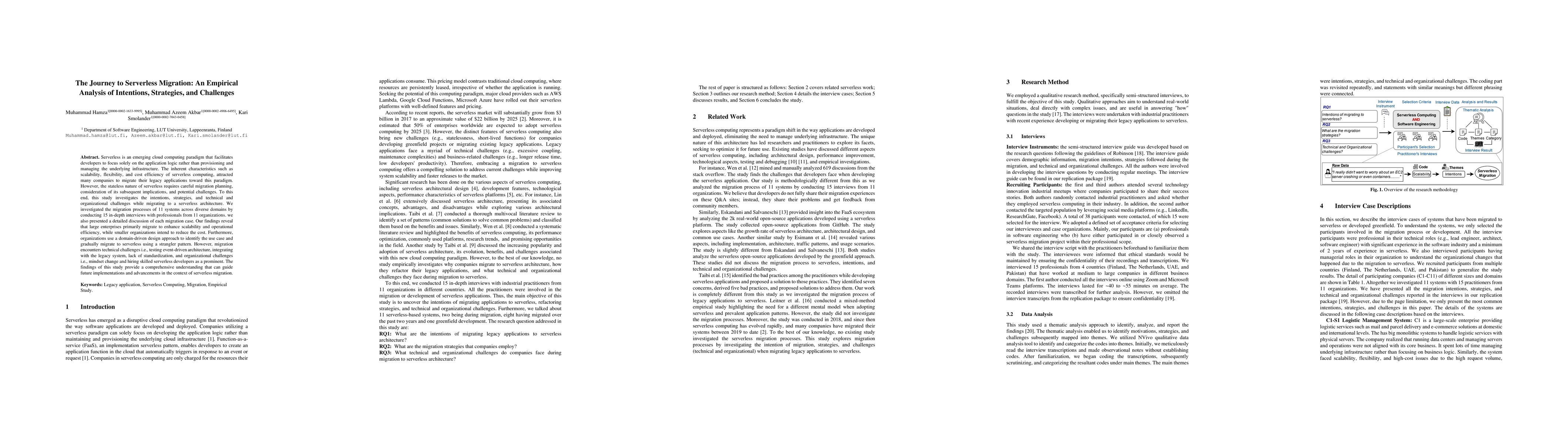 Thumbnail for The Journey to Serverless Migration: An Empirical Analysis of
  Intentions, Strategies, and Challenges