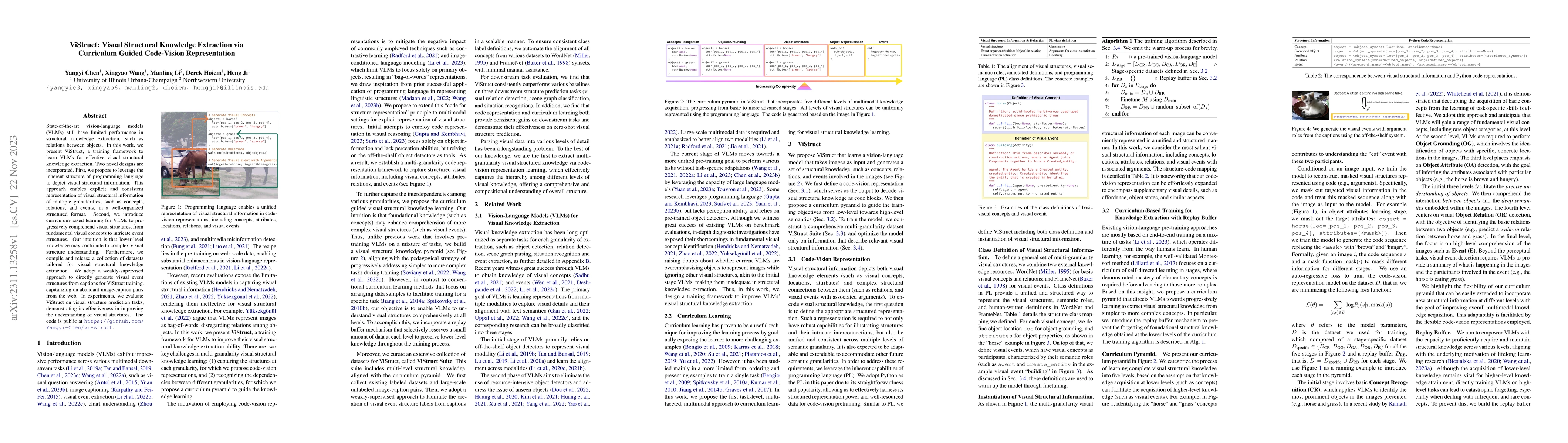 Thumbnail for ViStruct: Visual Structural Knowledge Extraction via Curriculum Guided
  Code-Vision Representation
