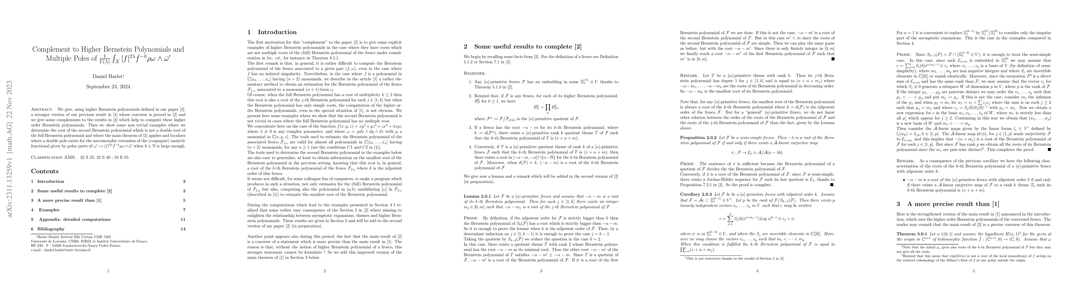 Thumbnail for Complement to Higher Bernstein Polynomials and Multiple Poles of 1
  $\Gamma$($\lambda$) X |f | 2$\lambda$ f --h $\rho$$\omega$ $\land$ $\omega$'