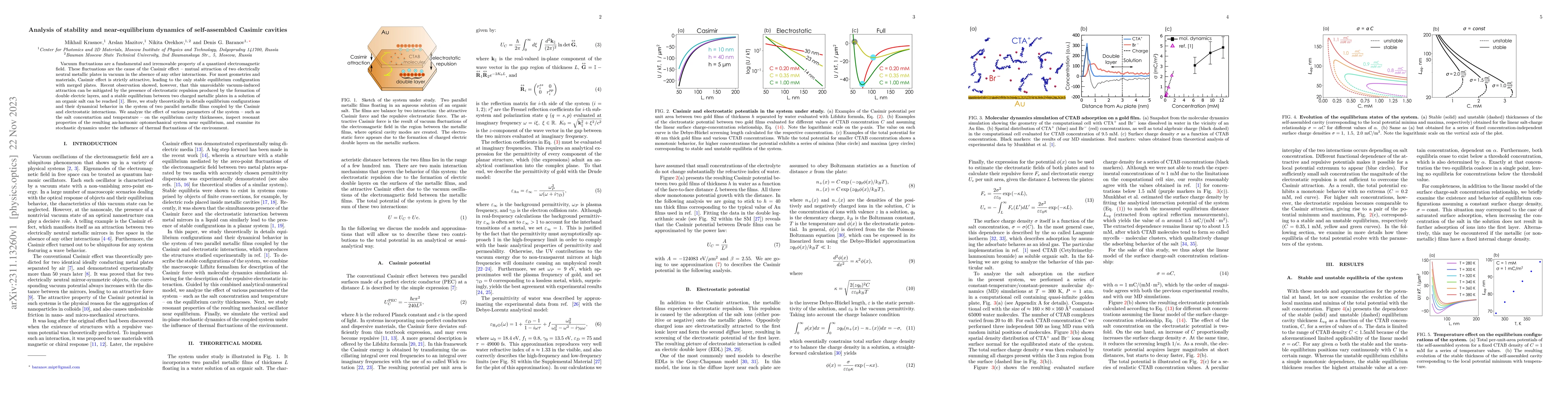 Thumbnail for Analysis of stability and near-equilibrium dynamics of self-assembled
  Casimir cavities