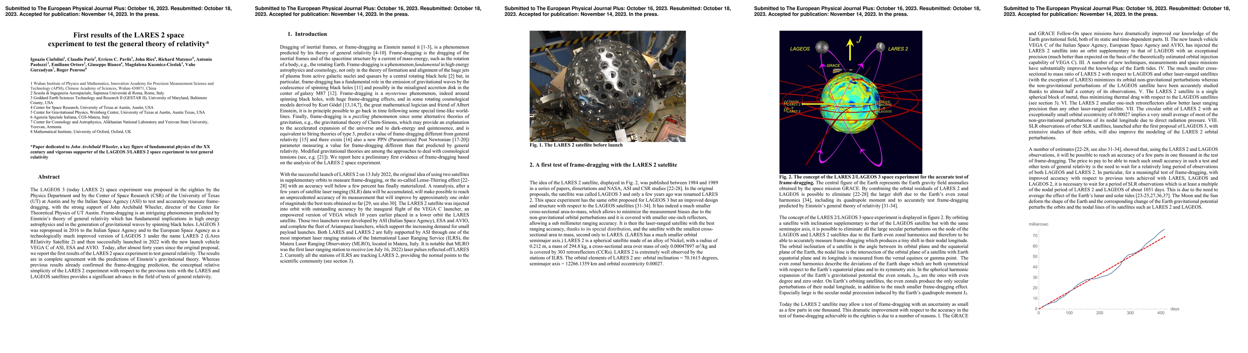 Thumbnail for First results of the LARES 2 space experiment to test the general theory
  of relativity