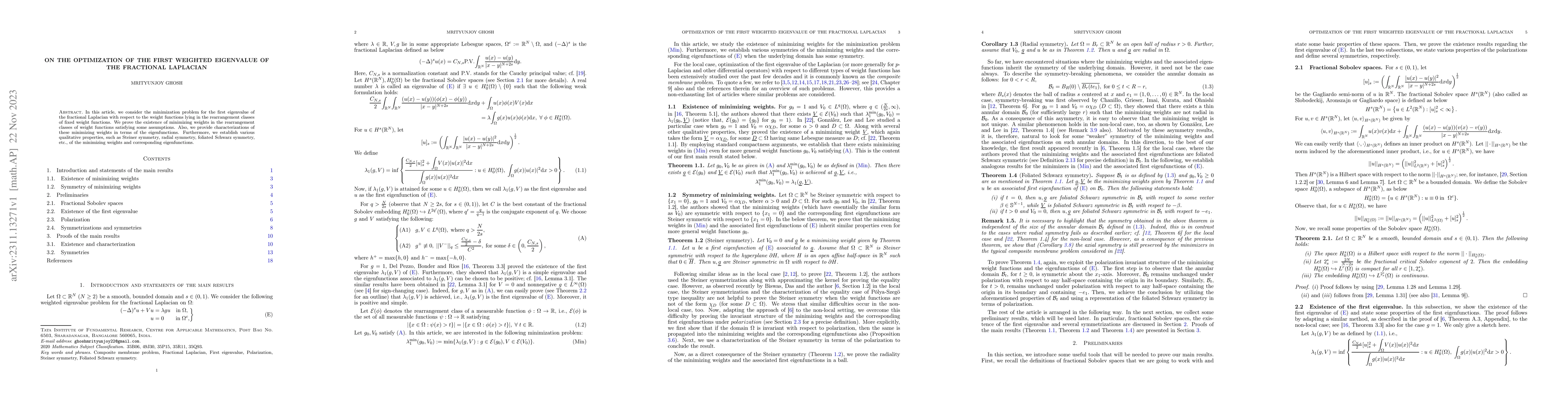 Thumbnail for On the optimization of the first weighted eigenvalue of the fractional
  Laplacian