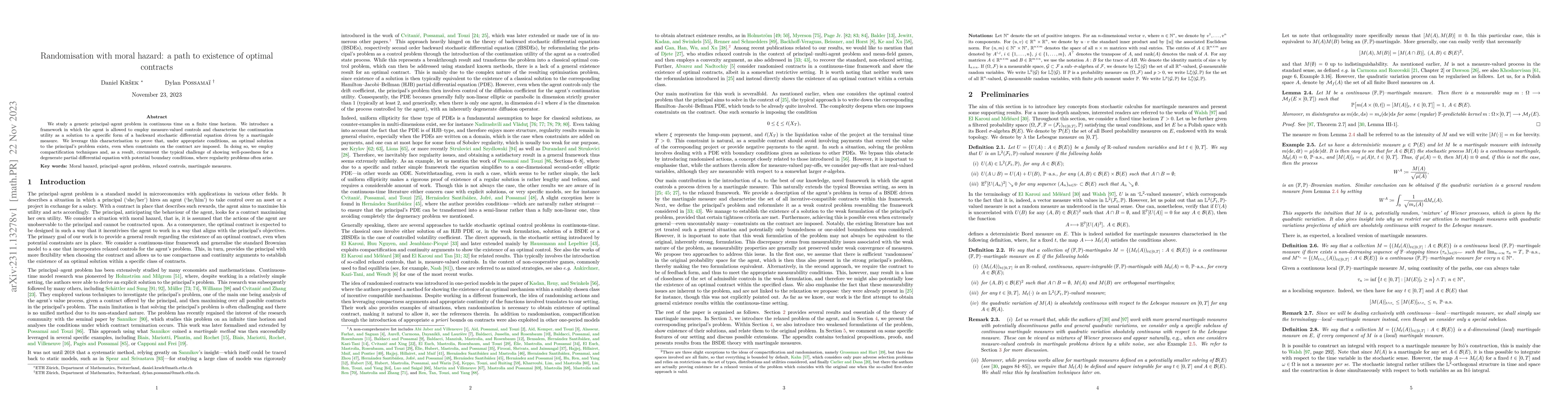 Thumbnail for Randomisation with moral hazard: a path to existence of optimal
  contracts