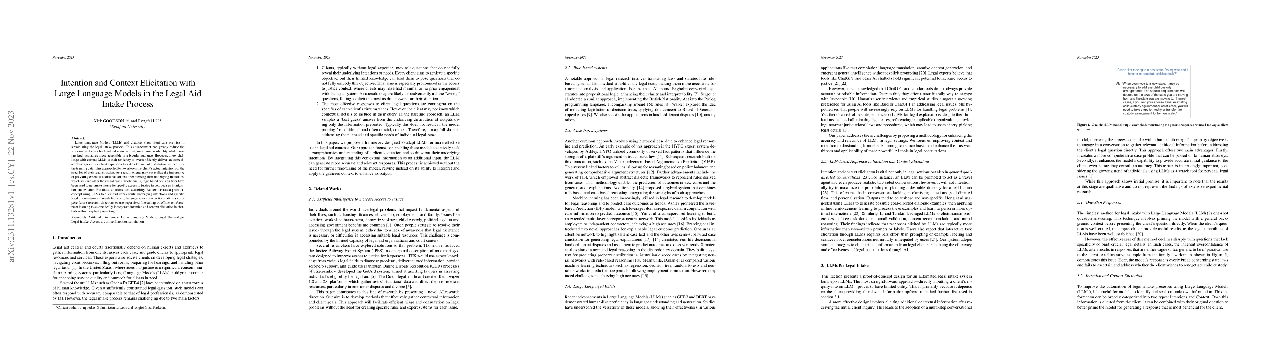 Thumbnail for Intention and Context Elicitation with Large Language Models in the
  Legal Aid Intake Process