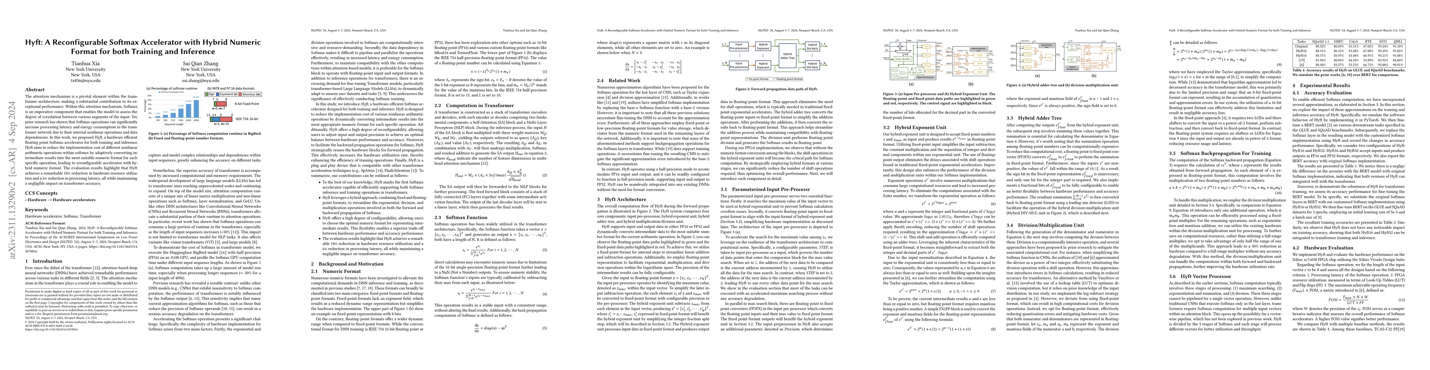 Thumbnail for Softmax Acceleration with Adaptive Numeric Format for both Training and
  Inference