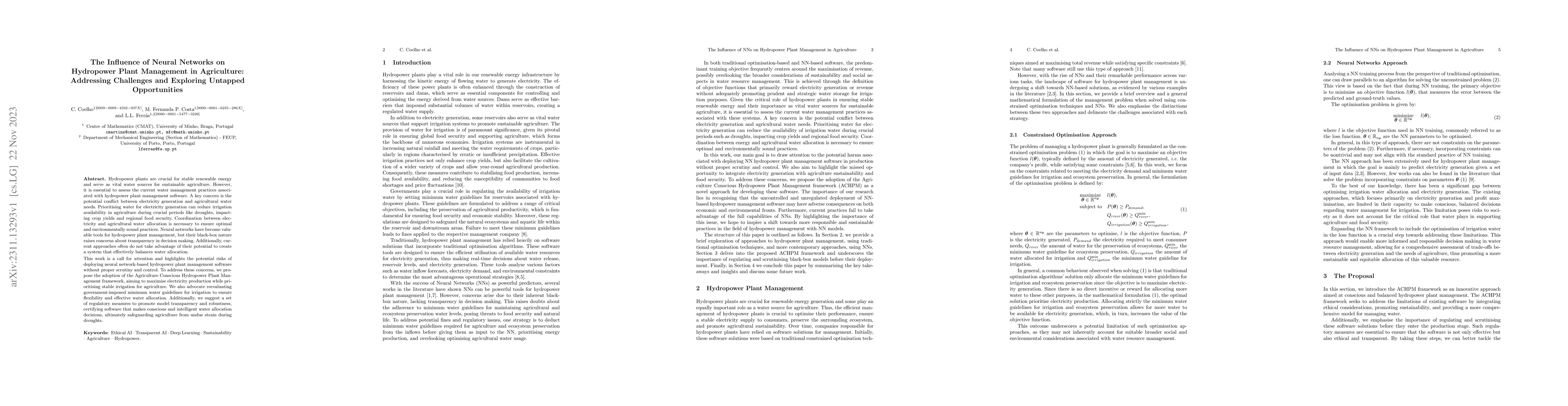 Thumbnail for The Influence of Neural Networks on Hydropower Plant Management in
  Agriculture: Addressing Challenges and Exploring Untapped Opportunities
