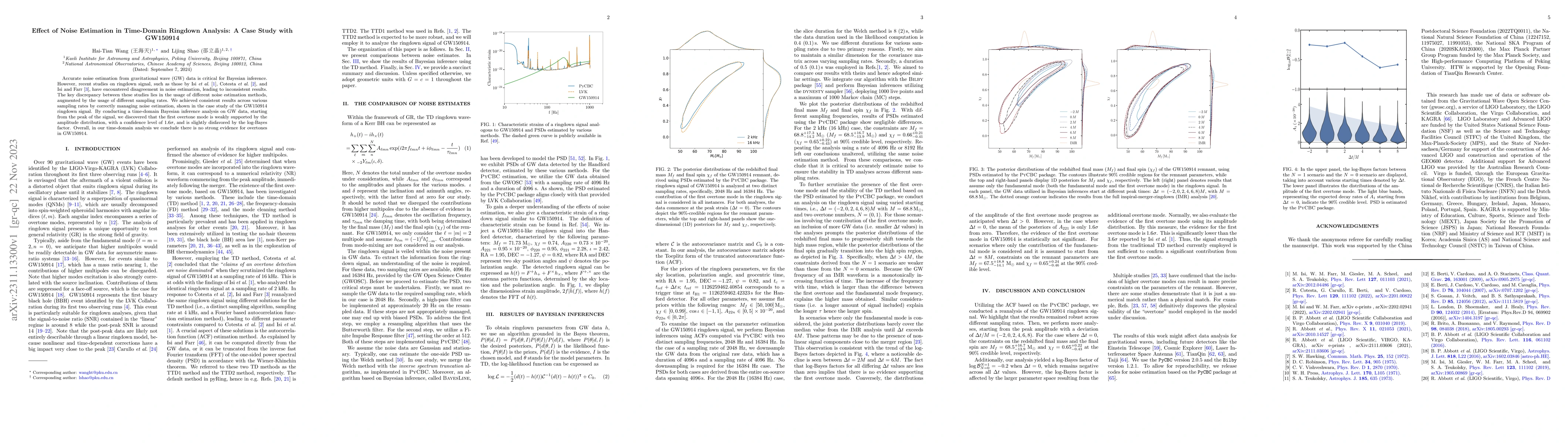 Thumbnail for Effect of Noise Estimation in Time-Domain Ringdown Analysis: A Case
  Study with GW150914