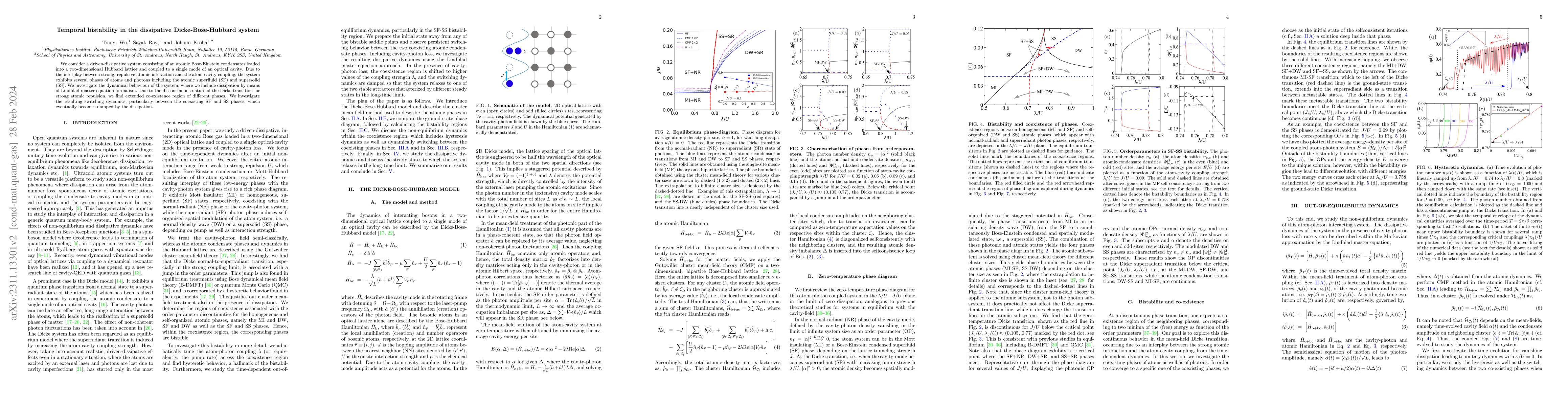 Thumbnail for Temporal bistability in the dissipative Dicke-Bose-Hubbard system