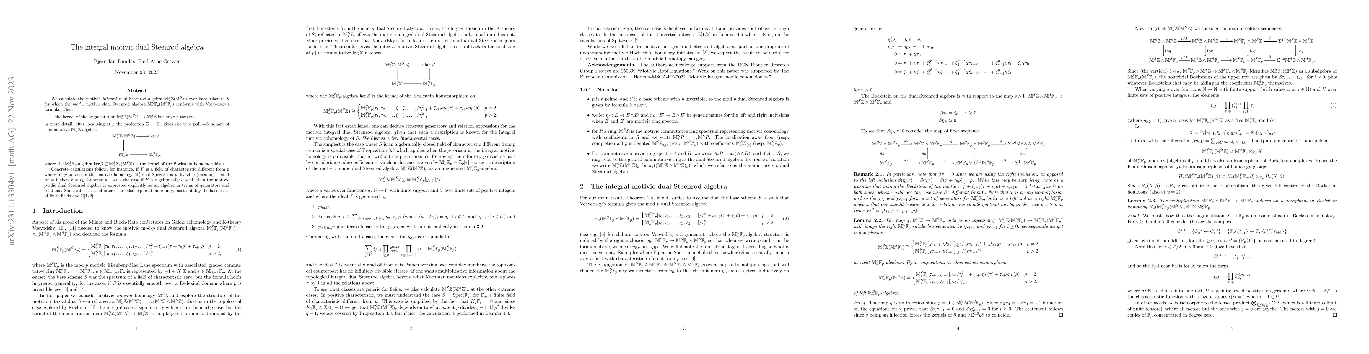 Thumbnail for The integral motivic dual Steenrod algebra