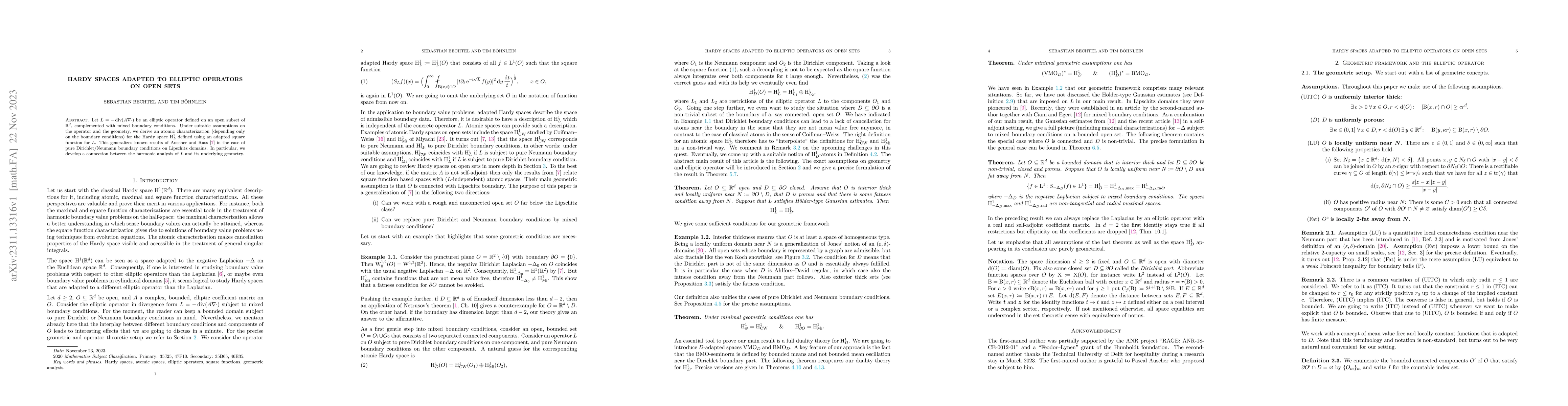 Thumbnail for Hardy spaces adapted to elliptic operators on open sets