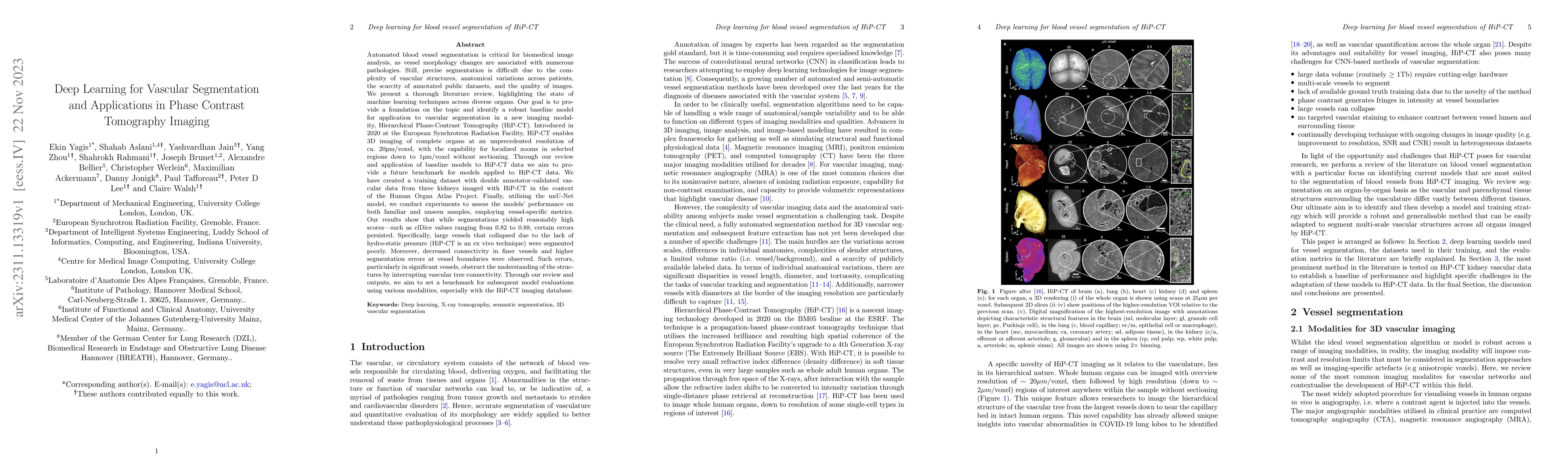 Thumbnail for Deep Learning for Vascular Segmentation and Applications in Phase
  Contrast Tomography Imaging