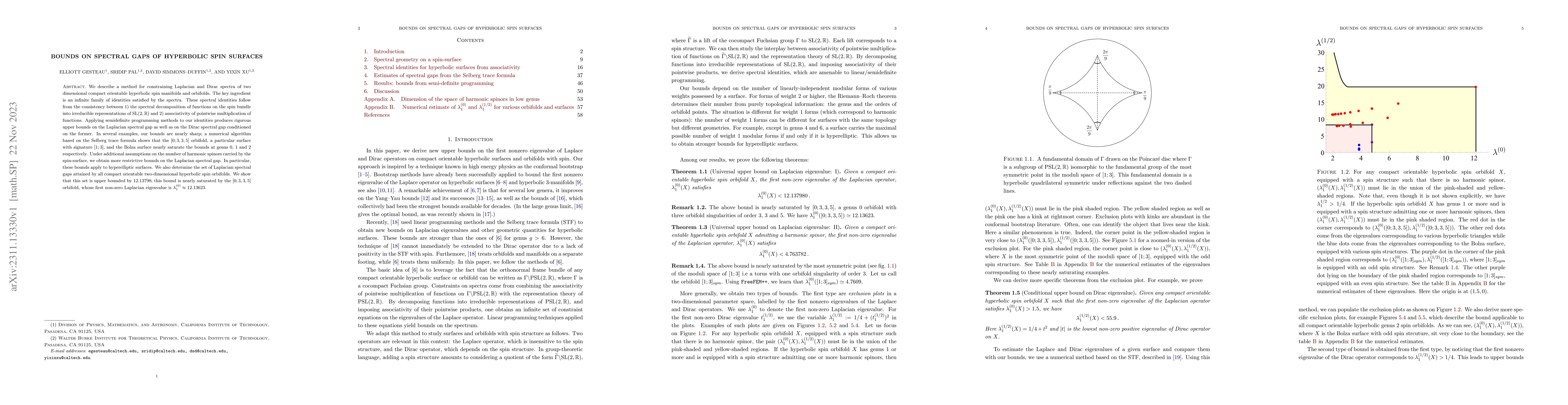 Thumbnail for Bounds on spectral gaps of Hyperbolic spin surfaces