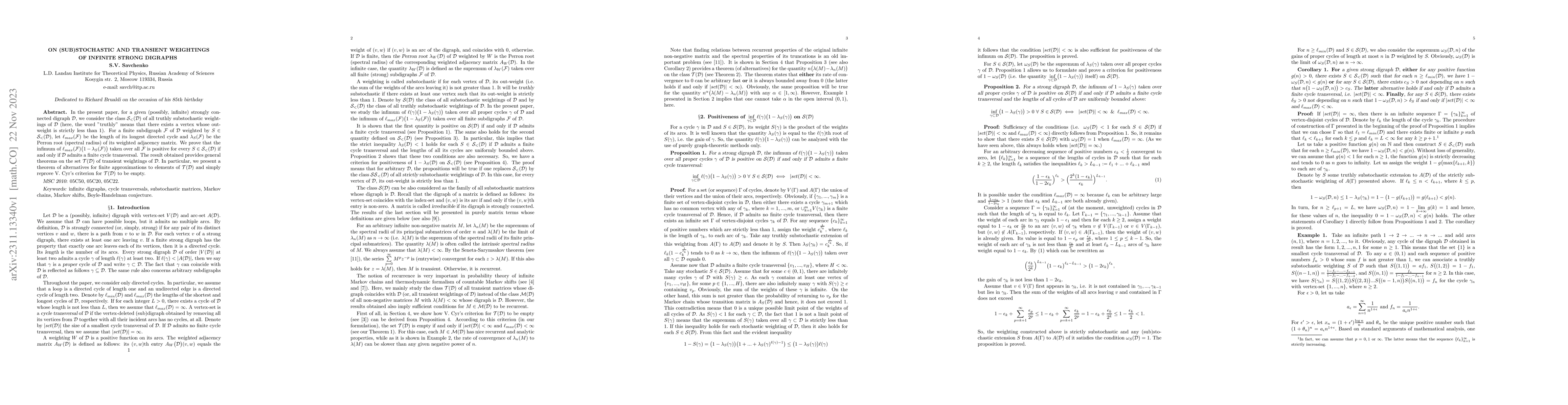 Thumbnail for On (Sub)stochastic and Transient Weightings of Infinite Strong Digraphs