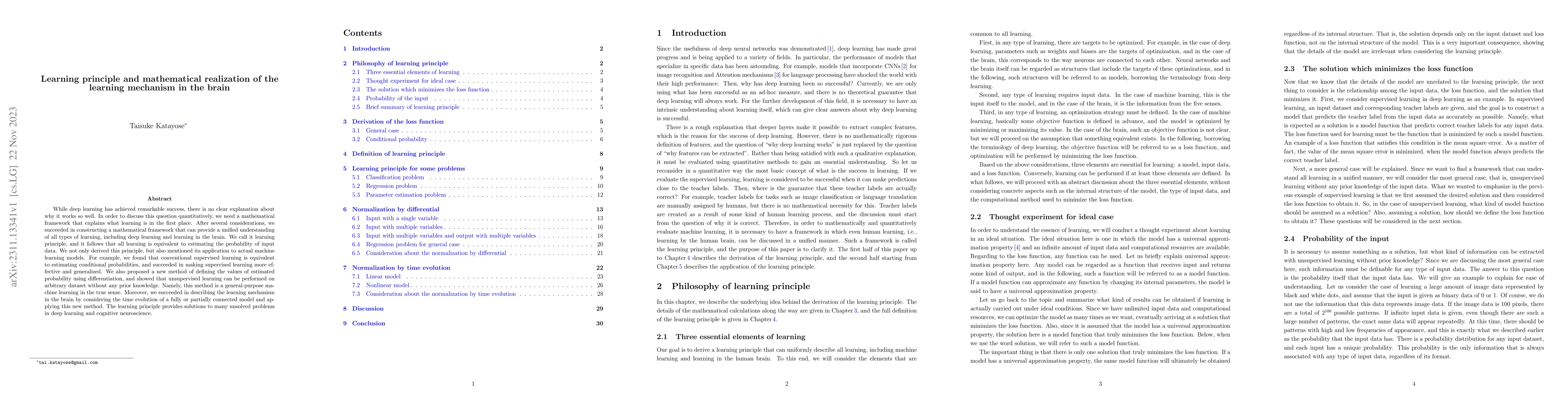 Thumbnail for Learning principle and mathematical realization of the learning
  mechanism in the brain