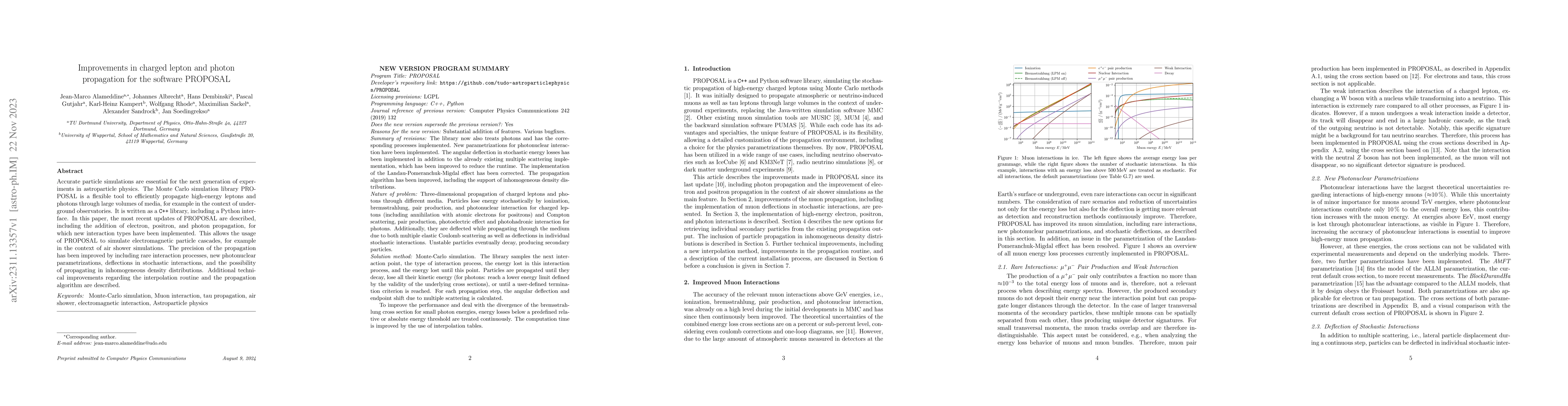 Thumbnail for Improvements in charged lepton and photon propagation for the software
  PROPOSAL