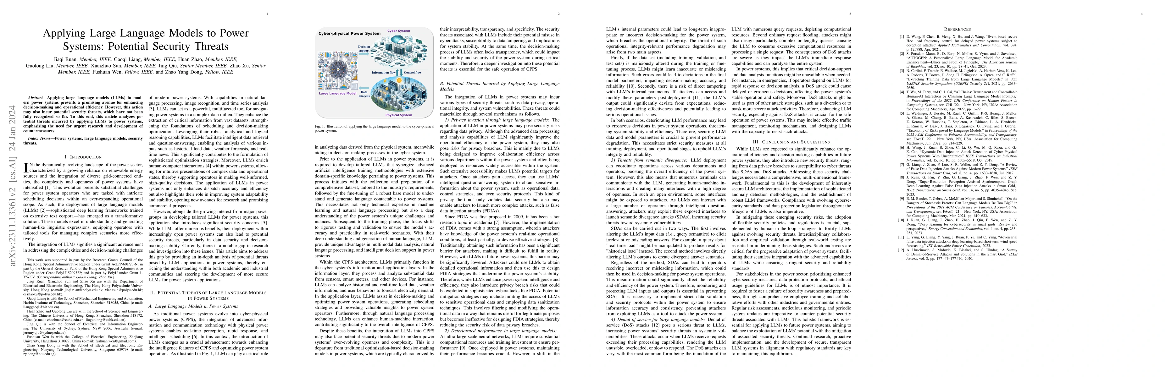 Thumbnail for Applying Large Language Models to Power Systems: Potential Security
  Threats